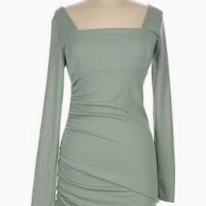 Forever 21 Sage Green Ruched Side-Tie Mini Dress – Size XS